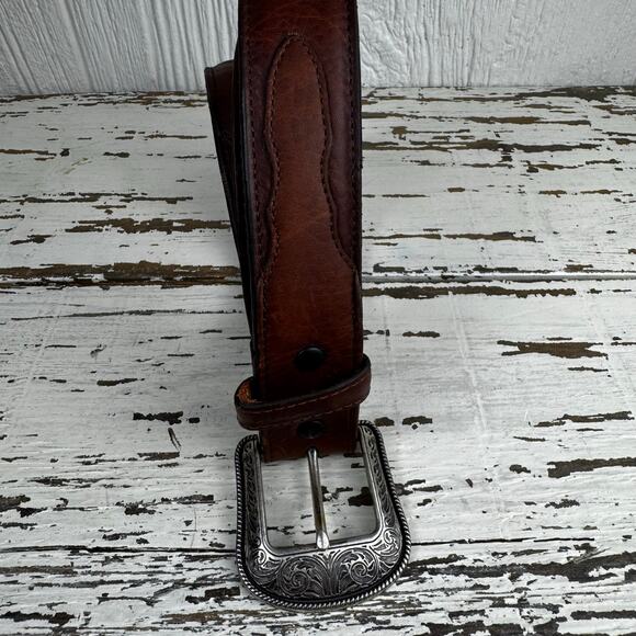 3D Belt Company Brown Genuine Leather Belt Made in Dominican Republic Size 44 - Picture 13 of 16